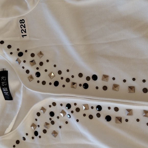 Korean brand Open Cardigan Women S Ivory Long Sleeves knitted Cropped Studded - Picture 7 of 7